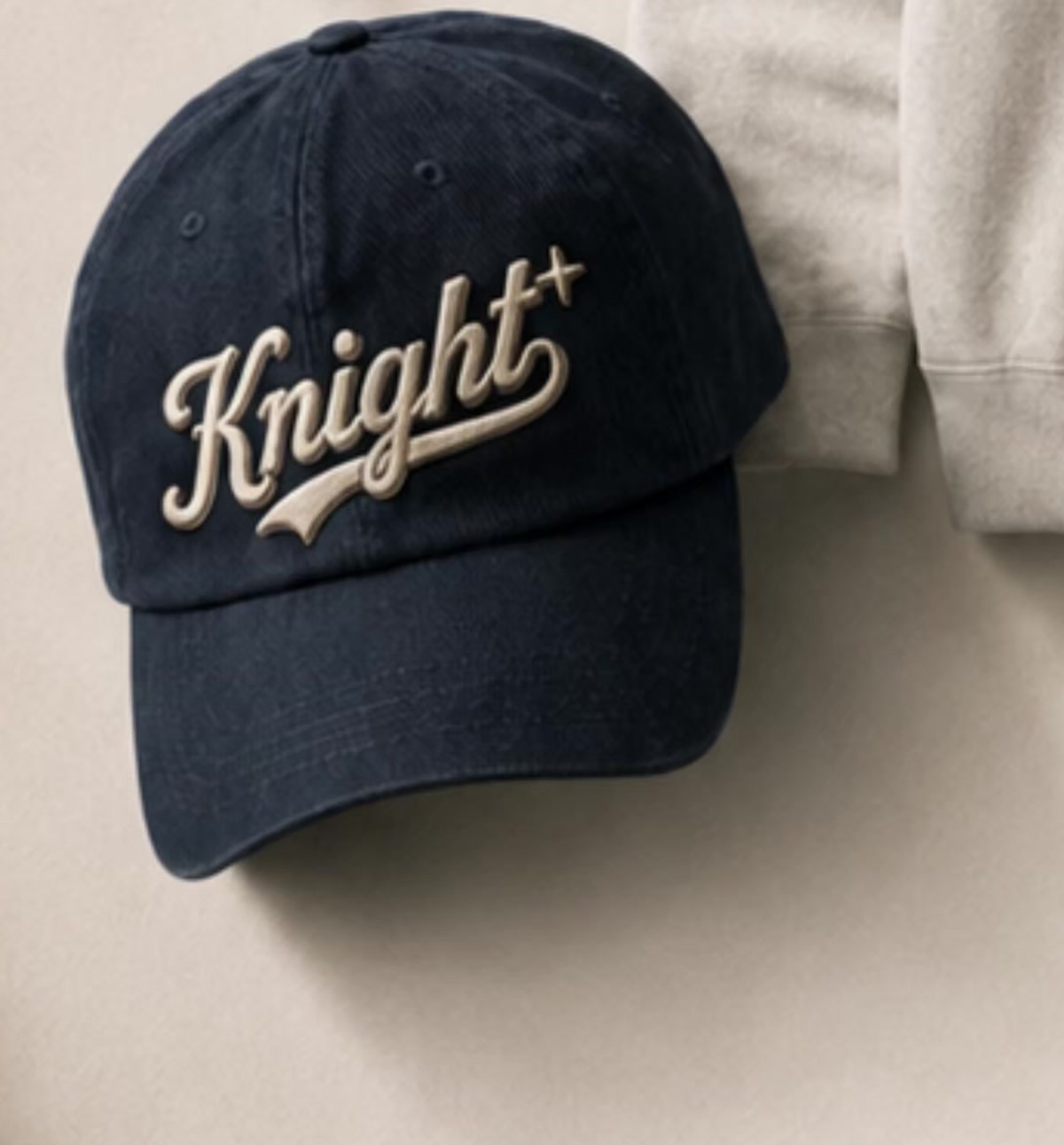 KNIGHT Maison navy cap embroidery detail